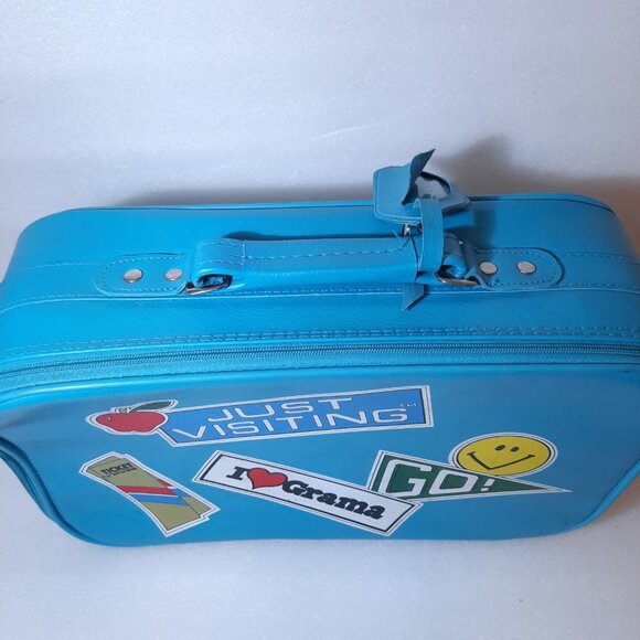 Vintage I heart love Grama kids Soft Suitcase Just Visiting Blue luggage Grandma - Picture 3 of 16